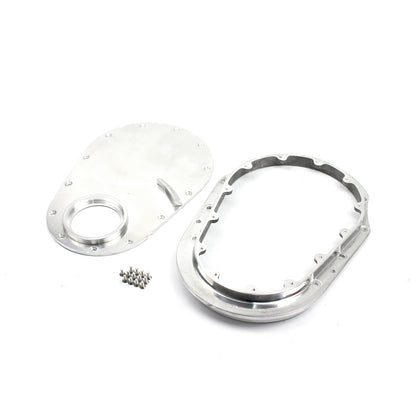 Speedmaster PCE265.1047 Fits Chevy BBC 454 Gen 5 Polished 2 Piece Removable Front Aluminum Timing Chain Cover