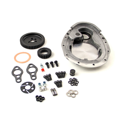 Speedmaster PCE267.1011 Fits Chevy SBC 350 Single Idler Noisey Timing Gear Drive & Aluminum Timing Cover Set
