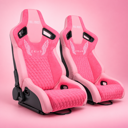 ZUES Collection Pink Bull Boost Reclinable Adjustable Racing Bucket Seat