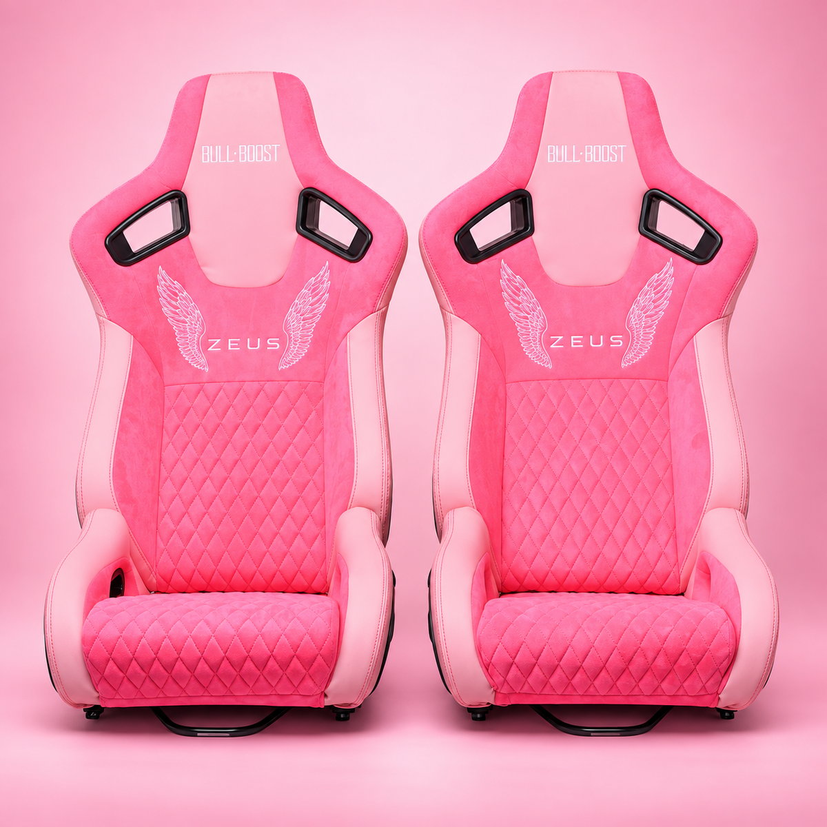 ZUES Collection Pink Bull Boost Reclinable Adjustable Racing Bucket Seat