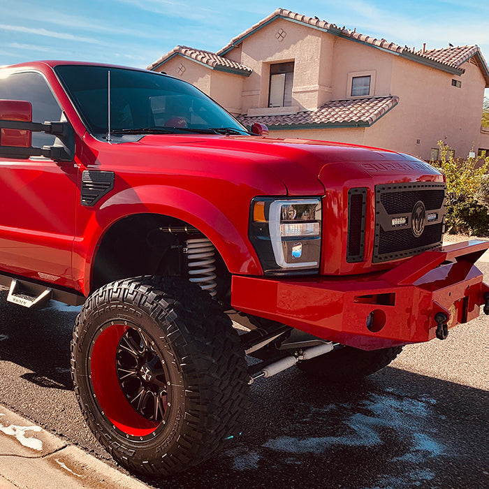 Spyder 08-10 Ford F-250 Projector Headlights V2 - Light Bar DRL LED - Black PRO-YD-FS08V2-LB-BK 5084477