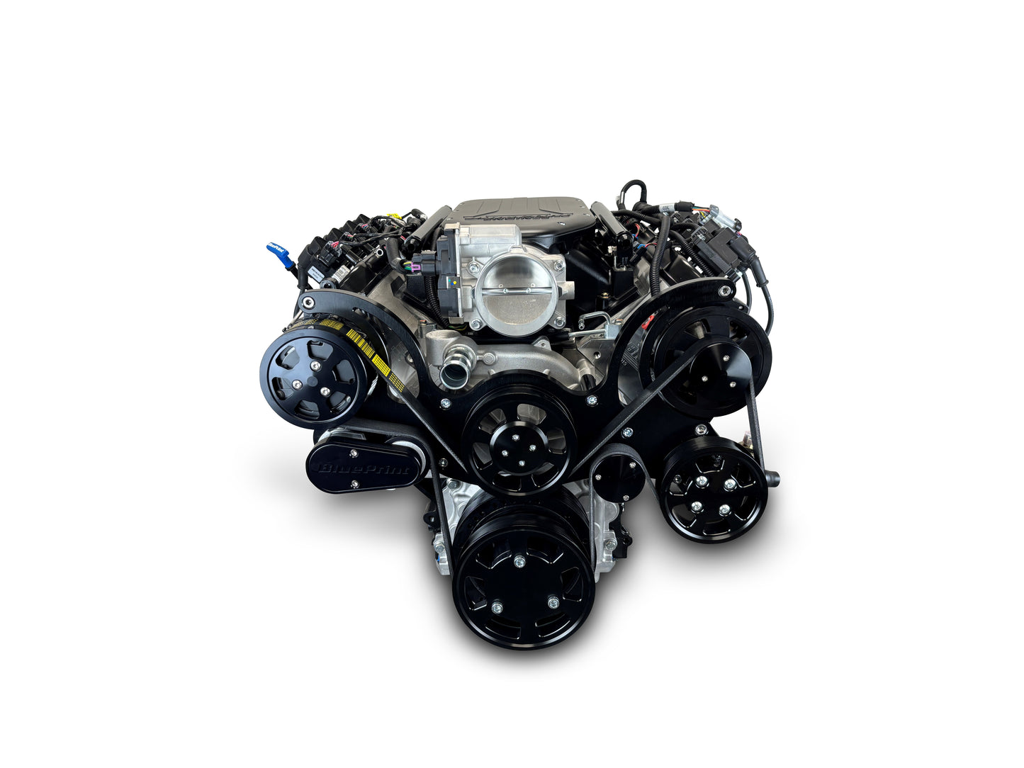 BluePrint Engines GM LS Compatible 376 C.i. Pro Series Engine - BPE Cast Intake - Deluxe Dressed - Black Pulley Kit - BluePrint Engines Calibrated ECU