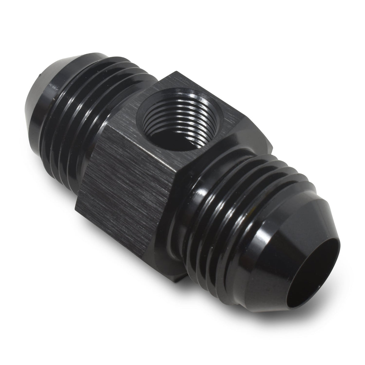 8AN Flare Union M to M 1/8 Gauge Port Black - 670013