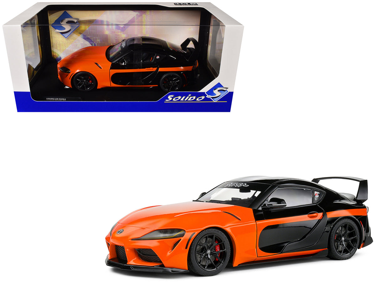 2024 Toyota GR Supra "StreetFighter" Orange and Black 1/18 Diecast Model Car by Solido  free shipping USA