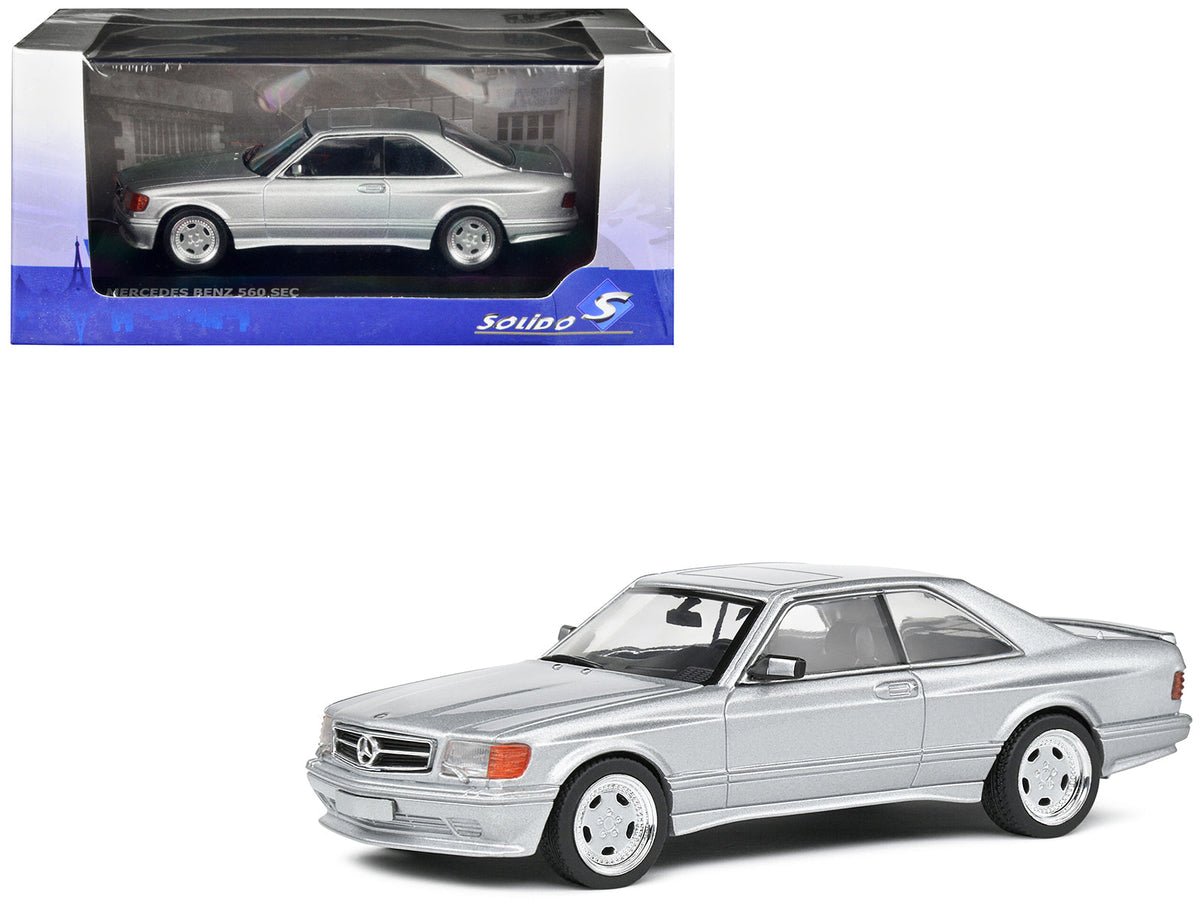 1990 Mercedes-Benz 560 SEC AMG WideBody Silver Metallic 1/43 Diecast Model Car by Solido  free shipping USA