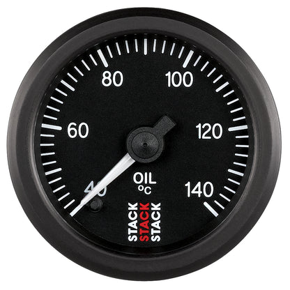 OIL TEMP PRO STEPPER MOTOR 52MM BLK 40-140 Celsius 1/8 In. NPTF MALE