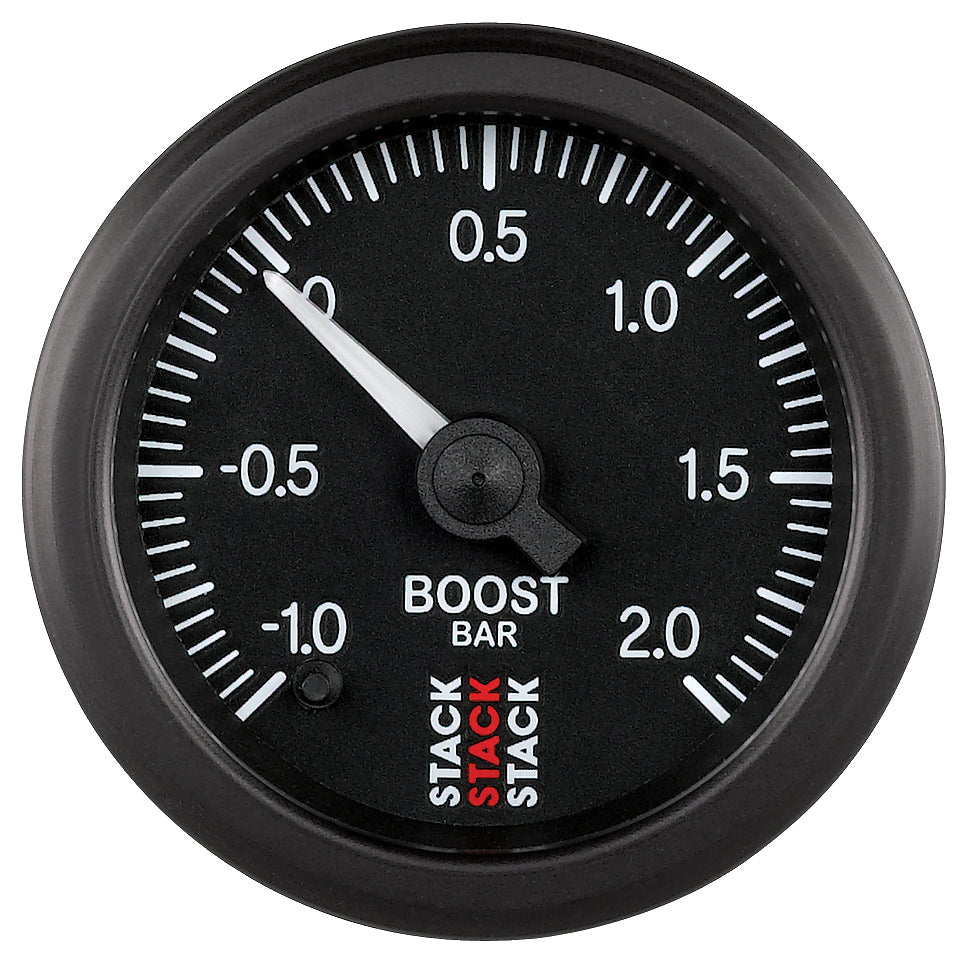 52MM BOOST PRESS PRO STEPPER BLK -1 TO +2 BAR INCL. T-FITTING