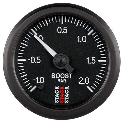 52MM BOOST PRESS PRO STEPPER BLK -1 TO +2 BAR INCL. T-FITTING