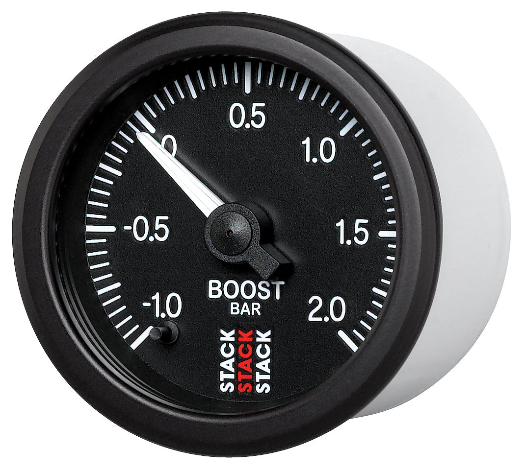 52MM BOOST PRESS PRO STEPPER BLK -1 TO +2 BAR INCL. T-FITTING