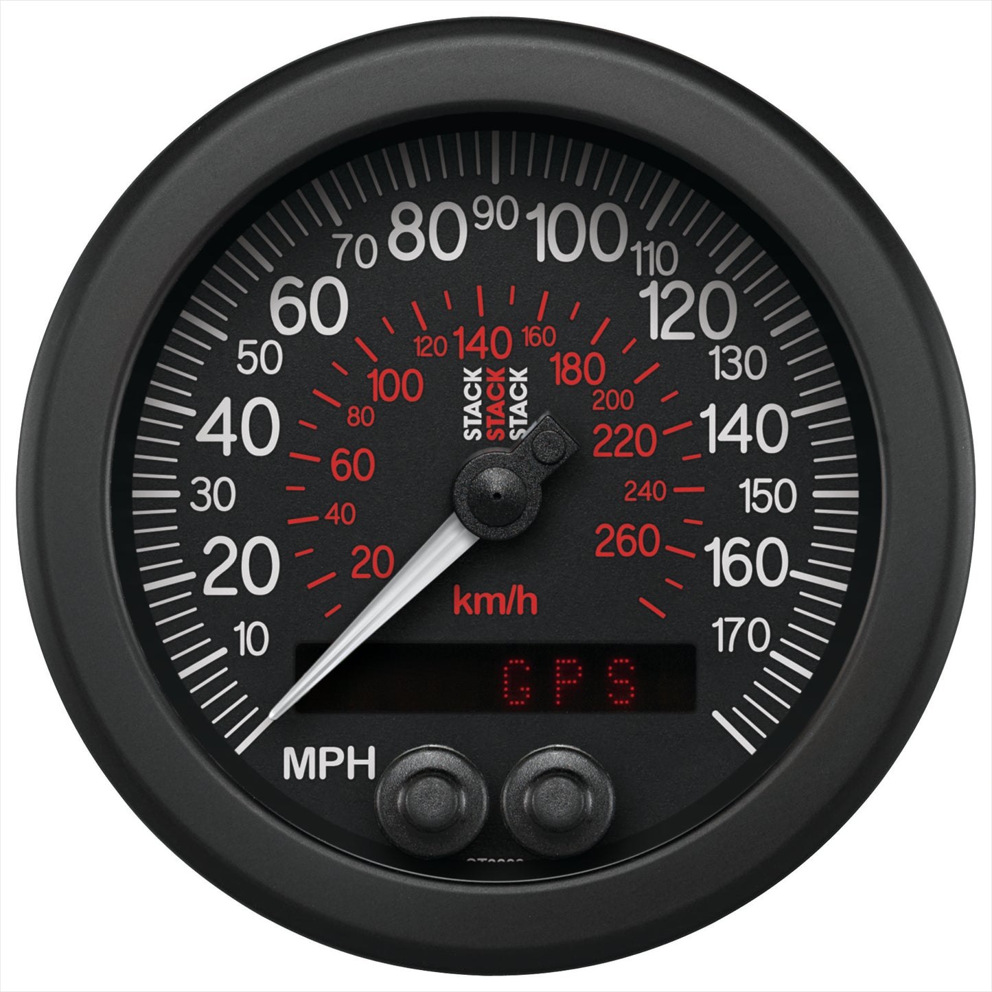 88MM SPEEDOMETER 0-180 MPH / 290 KM/H STACK BLK