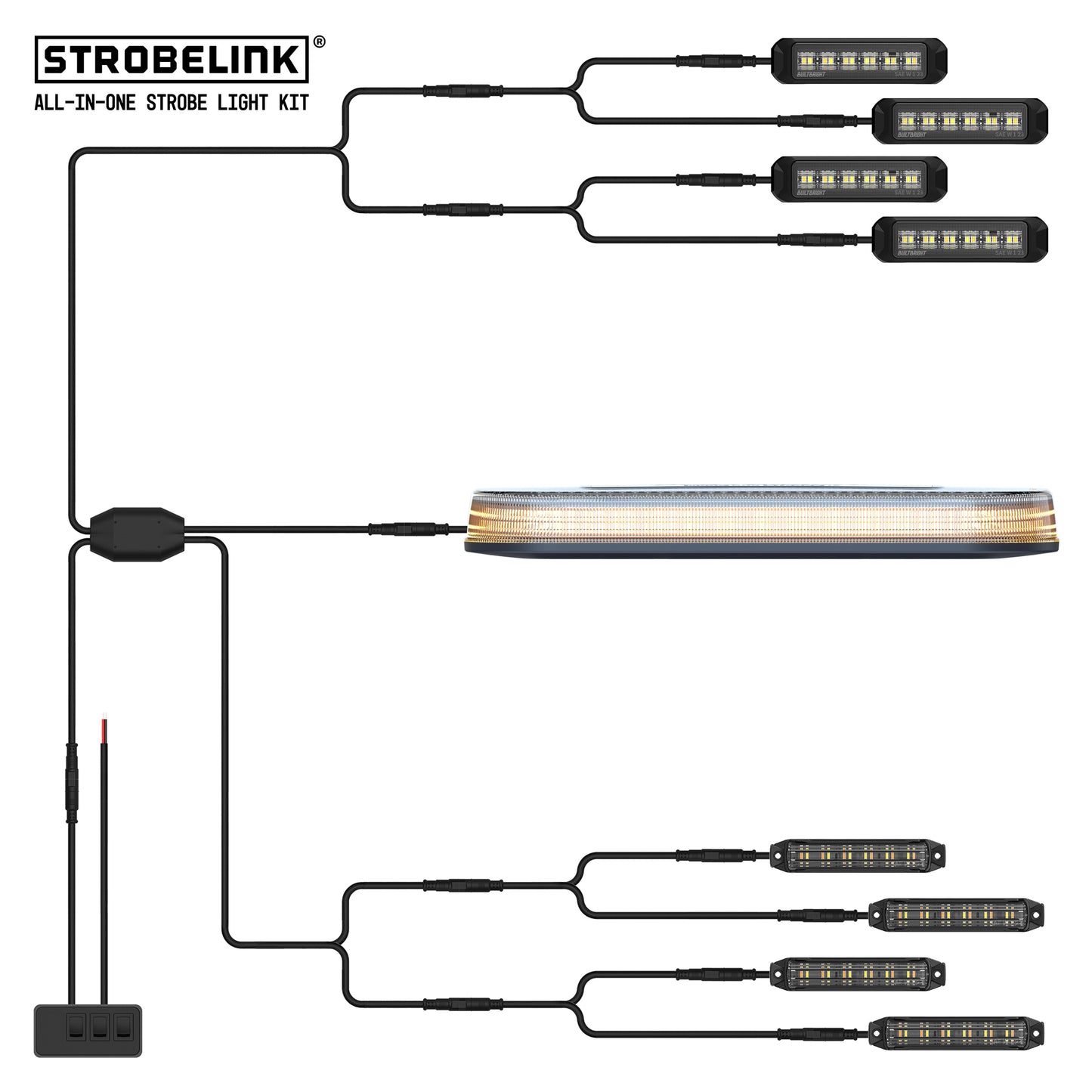 BUILTBRIGHT BB8KA08 StrobeLink® Harness - Type A For 8 Lights + Mini Bar (1 EA)