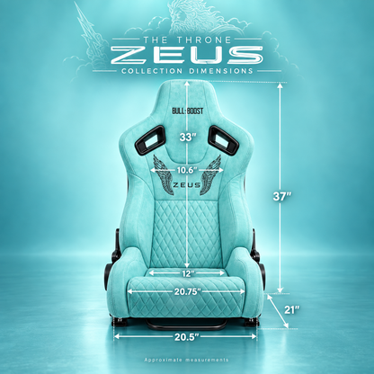 ZUES Collection Tiffany Blue Bull Boost Reclinable Adjustable Racing Bucket Seat