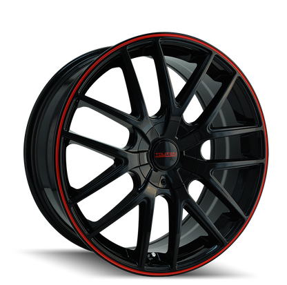 TOUREN TR60 3260 GLOSS BLACK WITH RED RING 20X8.5 5-115/5-120 20MM 74.1MM