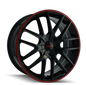 TOUREN TR60 3260 GLOSS BLACK WITH RED RING 18X8 5-100/5-114.3 40MM 72.62MM