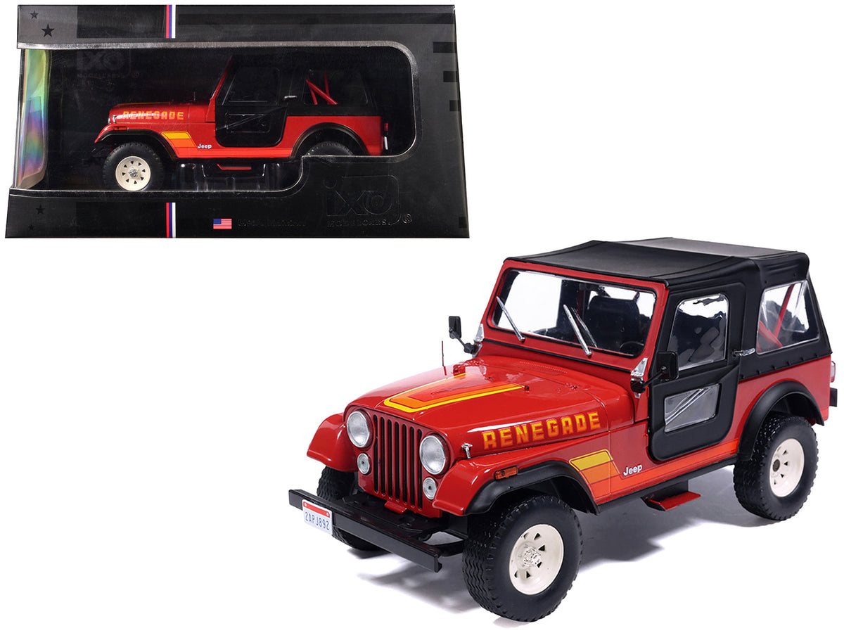 1983 Jeep Renegade Red with Stripes and Black Top 1/24 Diecast Model by IXO Models  free shipping USA
