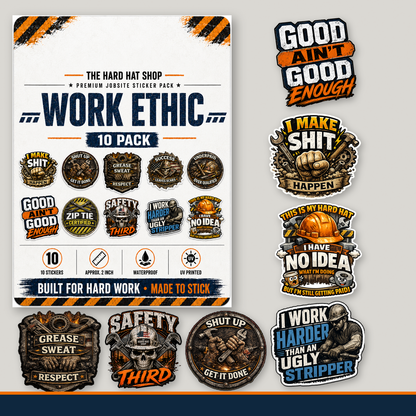 Work Ethic Premium Jobsite Sticker Pack – 10 Piece