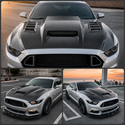 Functional Dry Carbon Fiber Vented Performance Hood for Ford Mustang