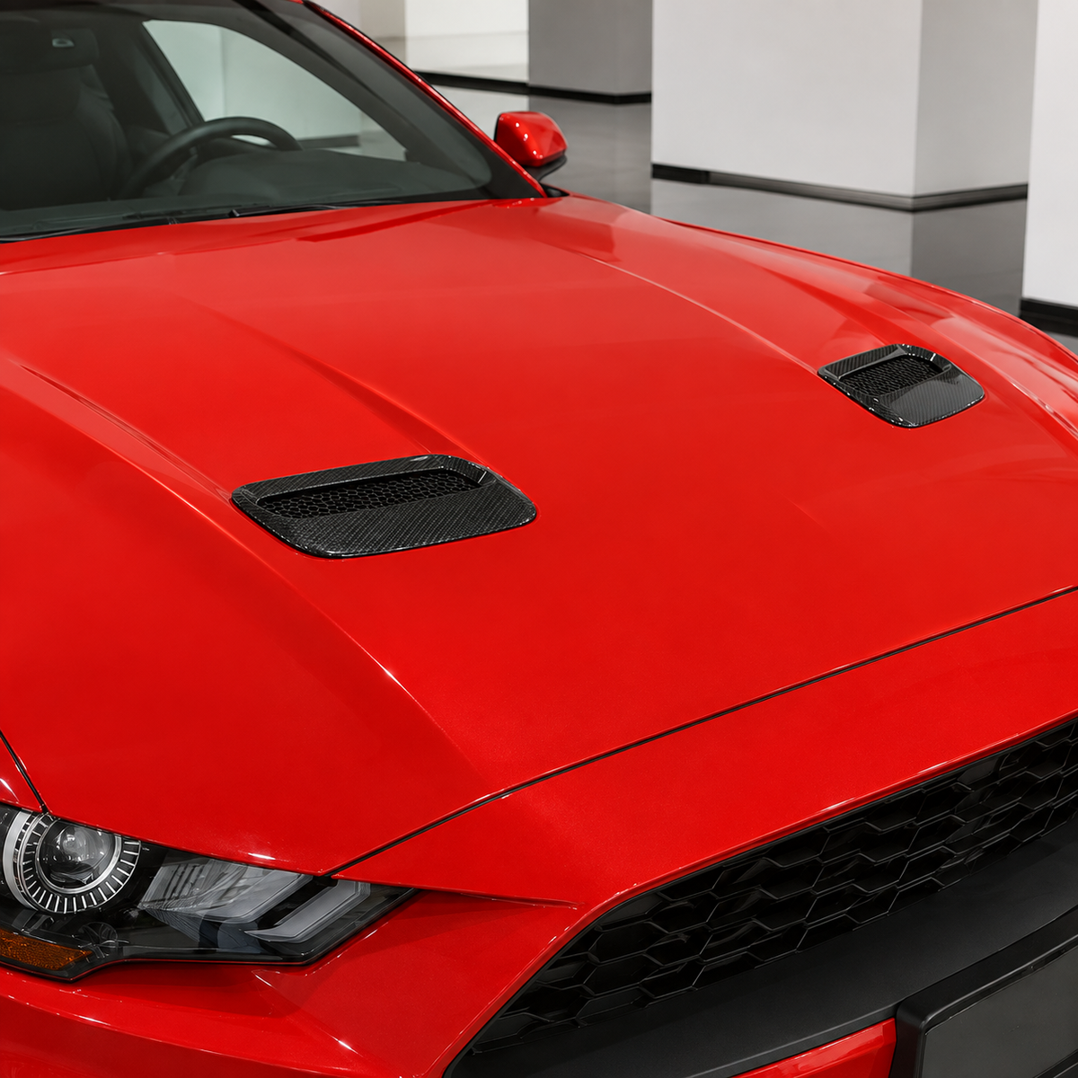 Dry Carbon Fiber Front Hood Air Vent Trim Cover for Ford Mustang