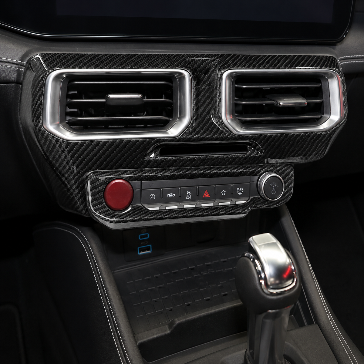 Dry Carbon Fiber Center Air Vent Trim Cover for Ford Mustang S650