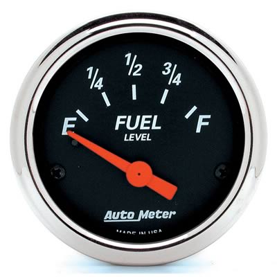 AutoMeter Gauge, Designer Black, Fuel Level, Empty/Full, 0 Ohms/30 Ohms, 2 1/16 in., Analog - 1425