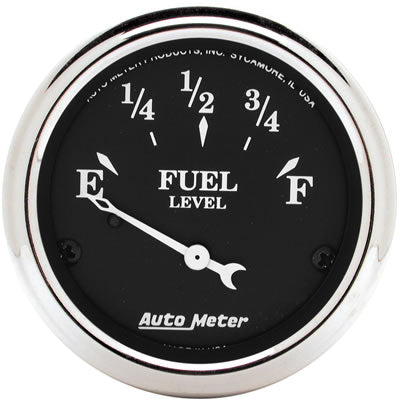 AutoMeter Gauge, Old Tyme Black, Fuel Level, 0 Ohms Empty/90 Ohms Full, 2 1/16 in., Analog - 1715