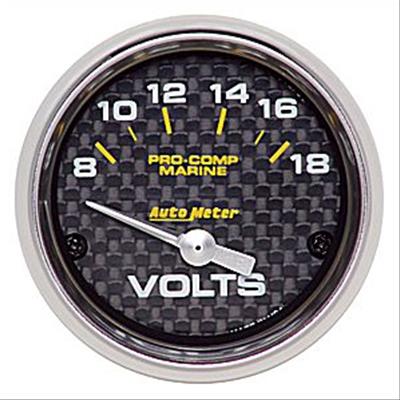 Auto Meter Marine Gauge/Analog, Voltmeter, 8-18 V, 2 1/6 in. Diameter, 90 Degree Sweep, Electrical - 20075640