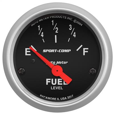 AutoMeter Gauge, Sport-Comp, Fuel Level, Empty/Full, 0 Ohms/30 Ohms, 2 1/16 in., Analog - 3317
