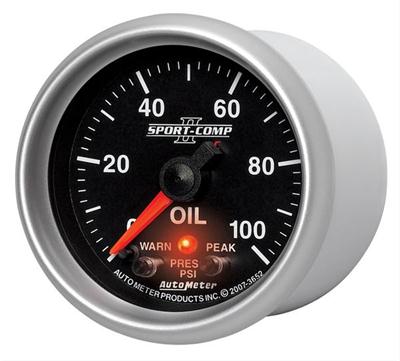 AutoMeter Gauge, Sport-Comp II Pro-Control, Oil Pressure, 0-100 psi, 2 1/16 in., Analog - 3652