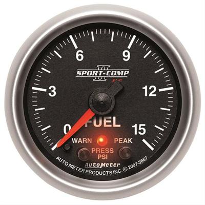 AutoMeter Gauge, Sport-Comp II Pro-Control, Fuel Pressure, 0-15 psi, 2 1/16 in., Analog - 3667