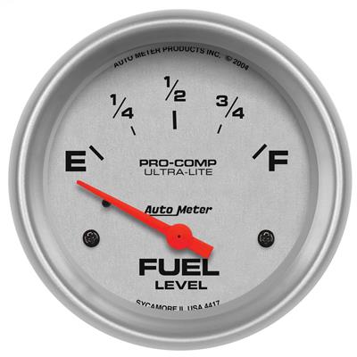 AutoMeter Gauge, Ultra-Lite, Fuel Level, Empty/Full, 0 Ohms/30 Ohms, 2 5/8 in., Analog, Electrical - 4417