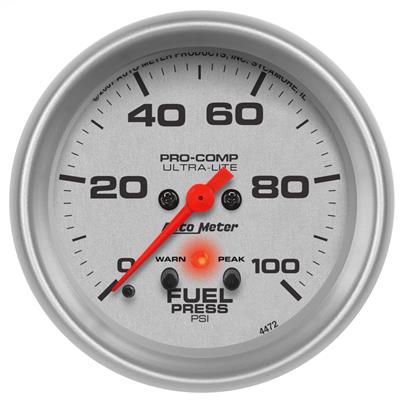 AutoMeter Gauge, Ultra-Lite, Fuel Pressure, 0-100 psi, 2 5/8 in., Analog, Electrical, Each - 4472