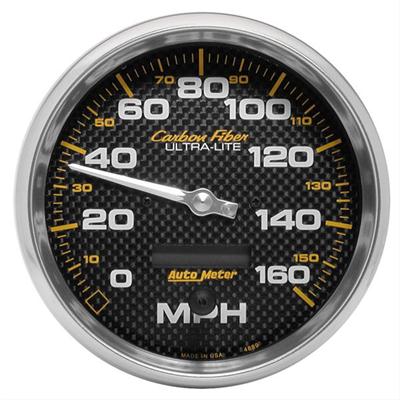 AutoMeter Speedometer, Carbon Fiber Ultra-Lite, 0-160 mph, 5 in., Analog, Electrical, Each - 4889