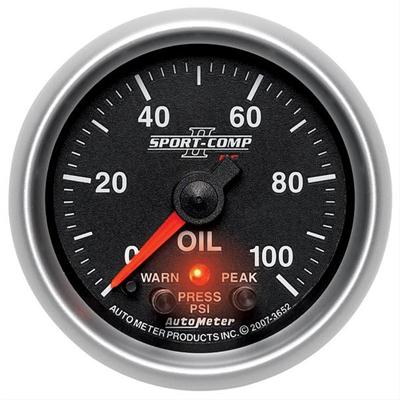 AutoMeter Gauge, Sport-Comp II, Oil Pressure, 0-100 psi, 2 5/8 in. Diameter, Analog, Electrical - 7653