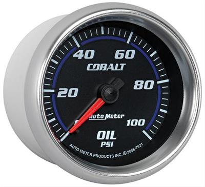 AutoMeter Gauge, Cobalt, Oil Pressure, 0-100 psi., 2 5/8 in., Analog, Mechanical, Each - 7921