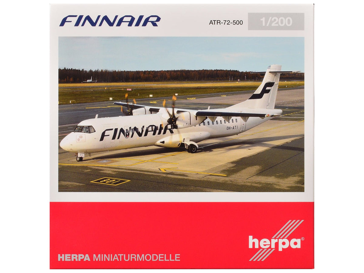 ATR 72-500 Commercial Aircraft "FinnAir" (OH-ATI) White 1/200 Diecast Model Airplane by Herpa  free shipping USA