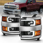 Anzo 2015-2016 Chevrolet Silverado Projector Headlights w/ Plank Style Desi