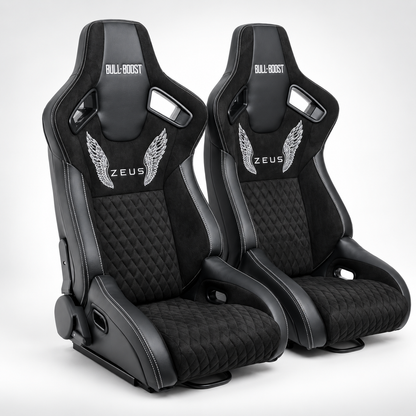 ZUES Collection Black Bull Boost Reclinable Adjustable Racing Bucket Seat