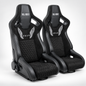 ZUES Collection Black Bull Boost Reclinable Adjustable Racing Bucket Seat
