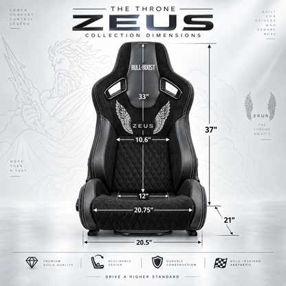 ZUES Collection Black Bull Boost Reclinable Adjustable Racing Bucket Seat