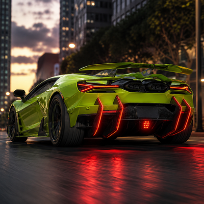 Aggressive Dry Carbon LED Diffuser Fin Set Blades for Lamborghini Revuelto