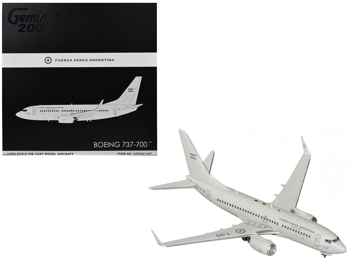 Boeing 737-700 Transport Aircraft "Fuerza Aerea Argentina (Air Force)" (T-99) Gray "Gemini 200" Series 1/200 Diecast Model Airplane by GeminiJets  free shipping USA