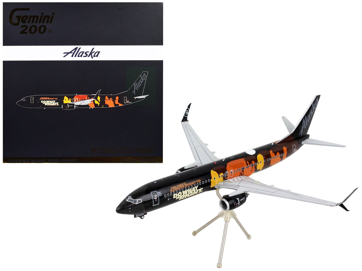 Boeing 737-900ER Commercial Aircraft "Alaska Airlines - Our Commitment" Black with Graphics "Gemini 200" Series 1/200 Diecast Model Airplane by GeminiJets  free shipping USA