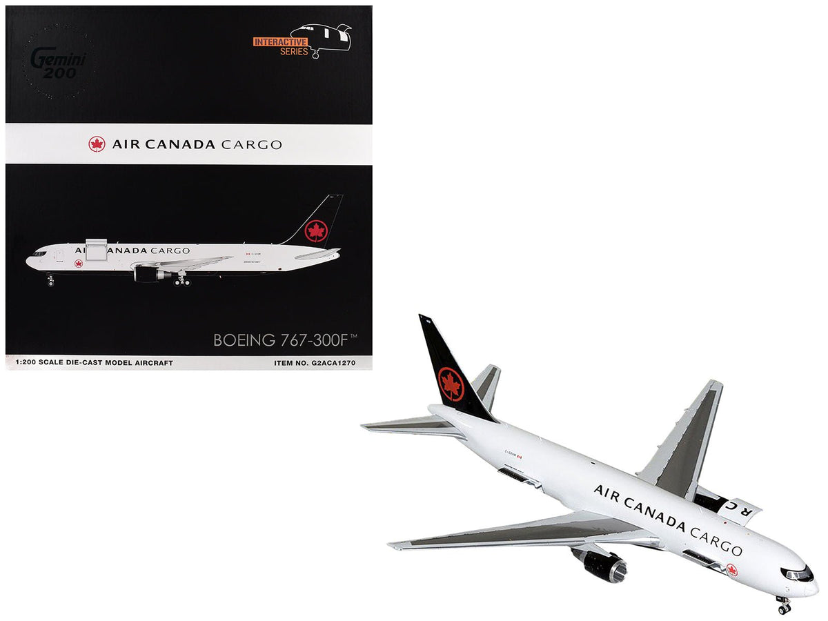Boeing 767-300F Commercial Aircraft "Air Canada Cargo" (C-GXHM) White with Black Tail "Gemini 200 - Interactive Series" 1/200 Diecast Model Airplane by GeminiJets  free shipping USA