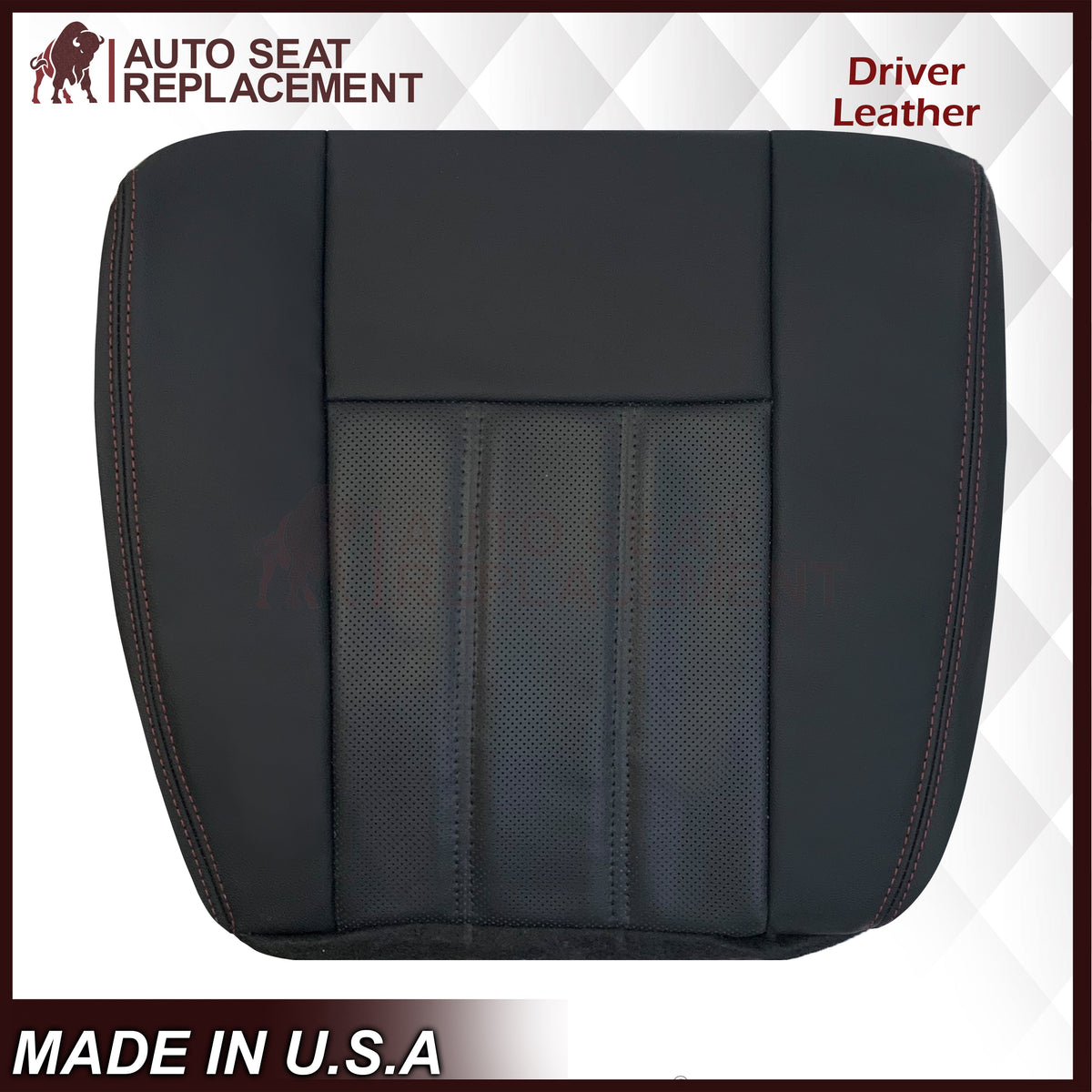 2008 - 2020 For Dodge Grand Caravan Replacement Bottom Seat Cover W/ Red Stitching: Choose your pattern