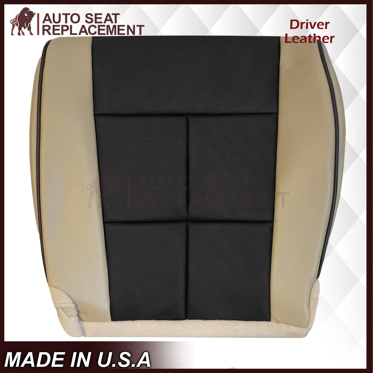 2007 - 2014 Lincoln Navigator Replacement Genuine Leather or Synthetic Leather Seat Cover in Tan & Black
