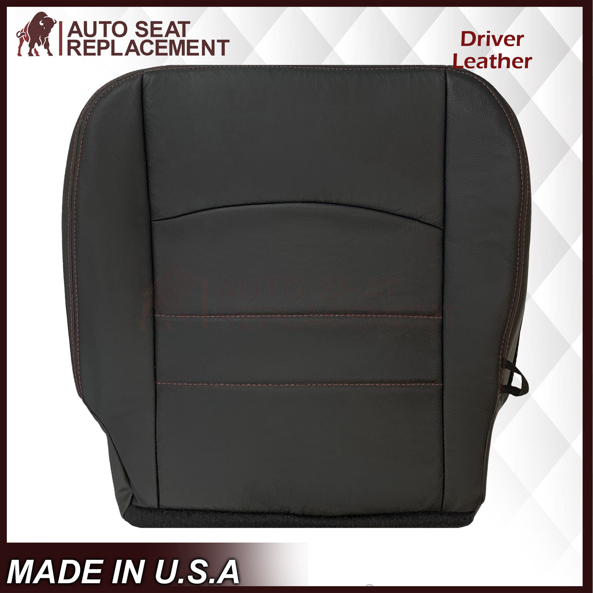 2009 - 2012 Dodge Ram 1500 2500 3500 Laramie Bottom Or Top Replacement Custom Made Seat Cover in Dark Slate (Dark Gray) With Perforated Inserts : Red Logo & Stitching