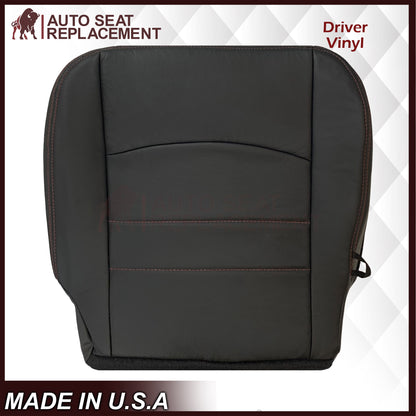 2009 - 2012 Dodge Ram 1500 2500 3500 Laramie Bottom Or Top Replacement Custom Made Seat Cover in Dark Slate (Dark Gray) With Perforated Inserts : Red Logo & Stitching