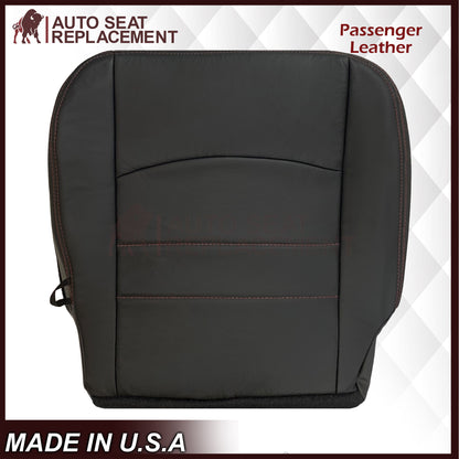 2009 - 2012 Dodge Ram 1500 2500 3500 Laramie Bottom Or Top Replacement Custom Made Seat Cover in Dark Slate (Dark Gray) With Perforated Inserts : Red Logo & Stitching