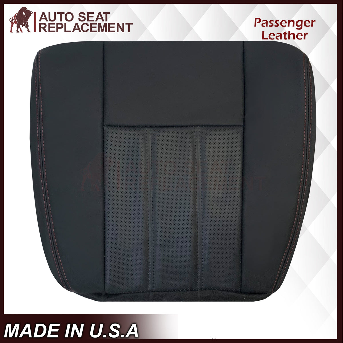 2008 - 2020 For Dodge Grand Caravan Front Pattern #2 Replacement Seat Cover W/ Red Stitching
