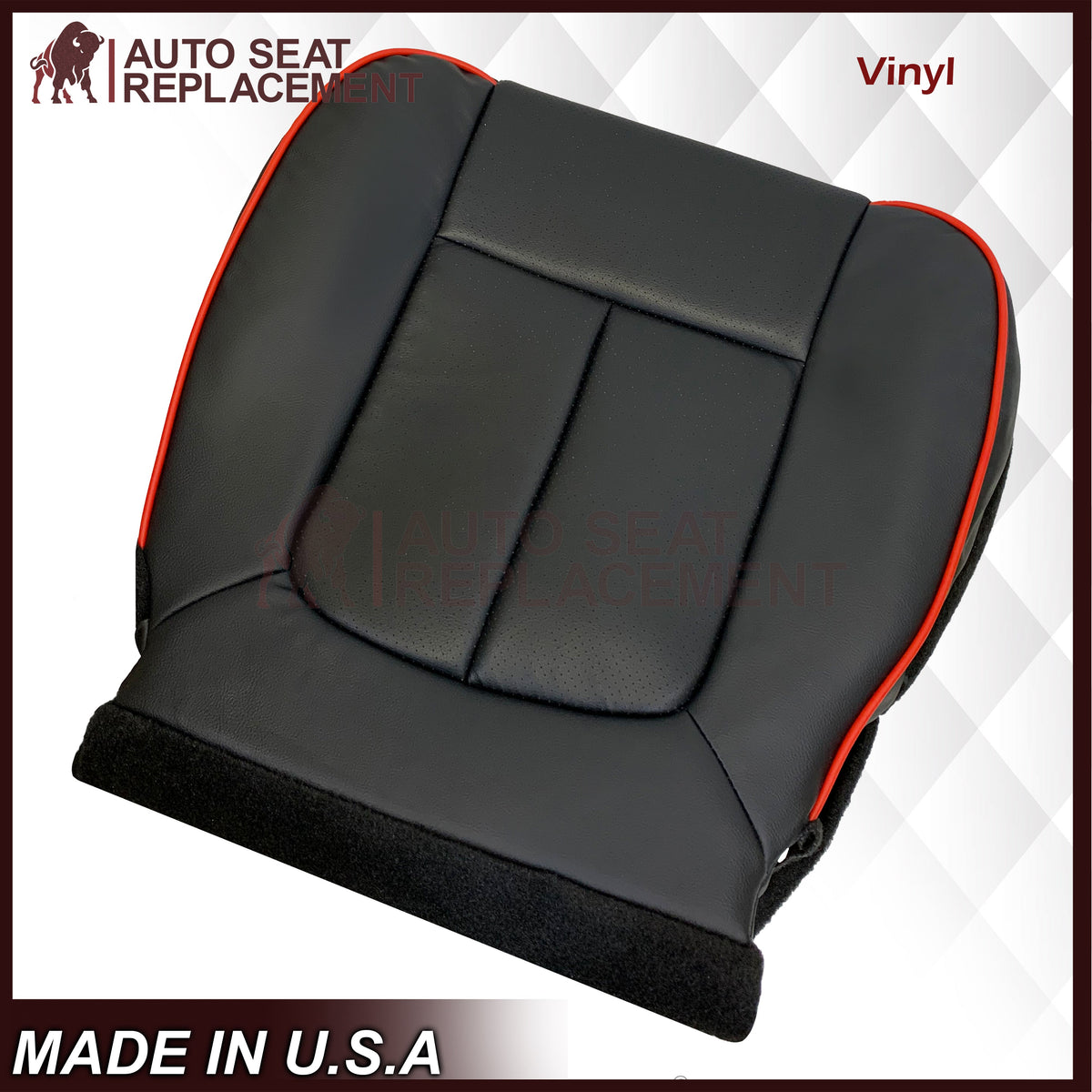 2011 - 2014 Ford F-150 Perforated Genuine Leather or Synthetic Leather Black W/ Red Pipping Seat Covers